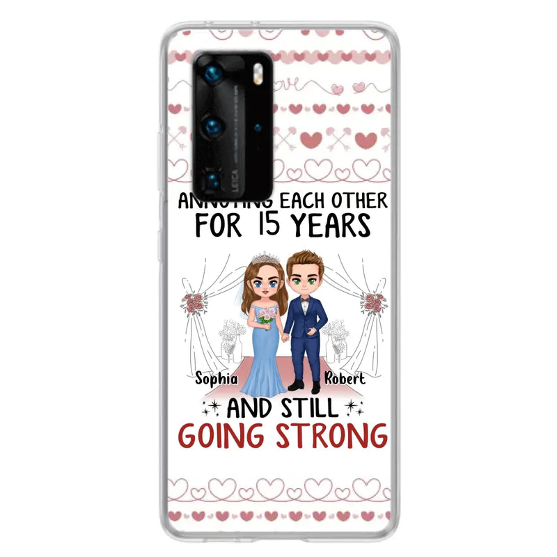 Personalized Chibi Couple Phone Case - Best Gift Idea For Couple/Husband/Father's Day - Annoying Each Other For 15 Years And Still Going Strong - Case For Oppo/Xiaomi/Huawei