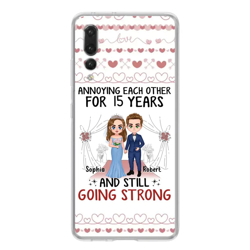 Personalized Chibi Couple Phone Case - Best Gift Idea For Couple/Husband/Father's Day - Annoying Each Other For 15 Years And Still Going Strong - Case For Oppo/Xiaomi/Huawei