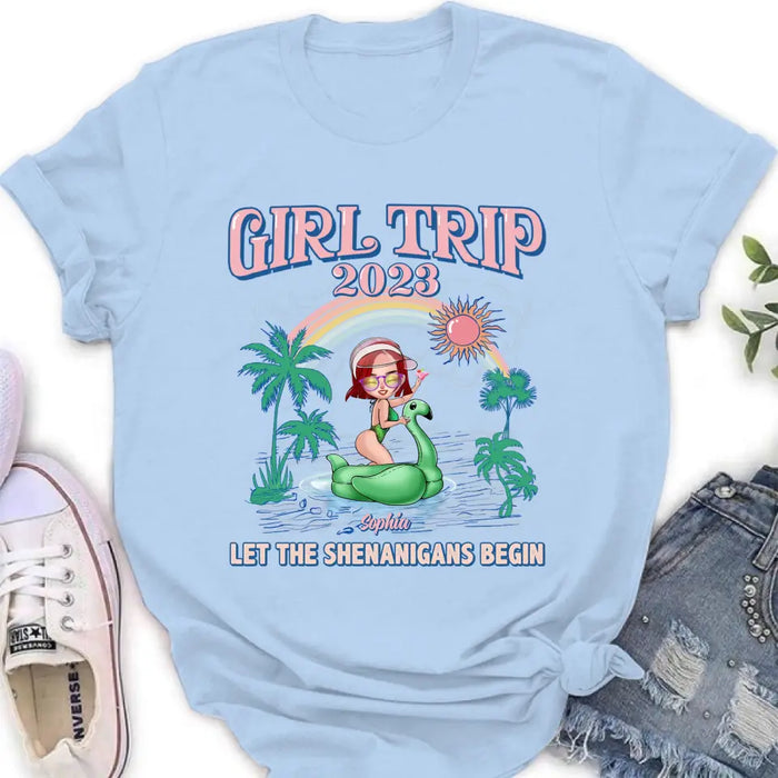 Personalized Girl Trip Shirt/ Hoodie - Gift Idea For Friends/ Besties - Up to 5 Girls - Girl Trip 2023 Let The Shenanigans Begin