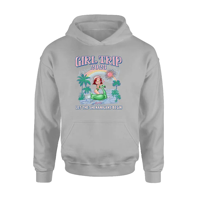 Personalized Girl Trip Shirt/ Hoodie - Gift Idea For Friends/ Besties - Up to 5 Girls - Girl Trip 2023 Let The Shenanigans Begin