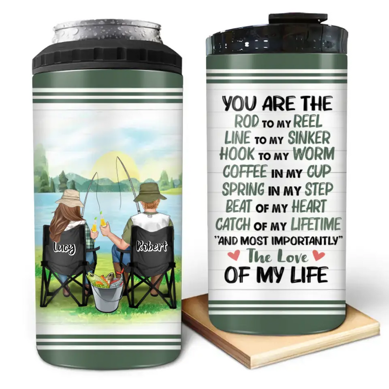 Personalized Fishing Couple 4 In 1 Can Cooler Tumbler - Gift Idea For Couple/Fishing Lovers - You Are The Rod To My Reel