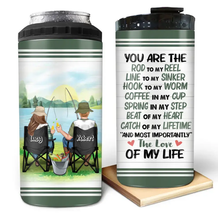Custom Personalized Fishing Couple 4 In 1 Can Cooler Tumbler - Gift Idea For Couple/Fishing Lovers - You Are The Rod To My Reel