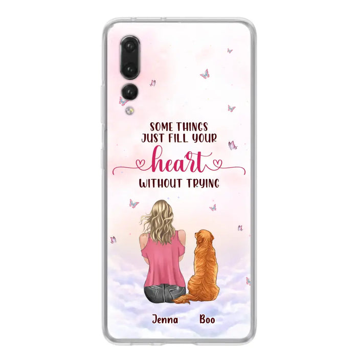 Custom Personalized Dog Mom Phone Case - Upto 5 Dogs - Gift Idea For Dog Lovers - Some Things Just Fill Your Heart Without Trying - Case for iPhone/Samsung - Case for Xiaomi/Huawei/Oppo