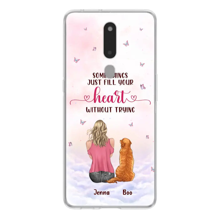 Custom Personalized Dog Mom Phone Case - Upto 5 Dogs - Gift Idea For Dog Lovers - Some Things Just Fill Your Heart Without Trying - Case for iPhone/Samsung - Case for Xiaomi/Huawei/Oppo