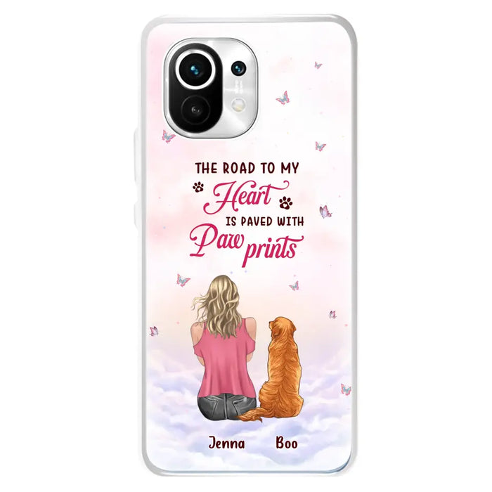 Custom Personalized Dog Mom Phone Case - Upto 5 Dogs - Gift Idea For Dog Lovers - The Road To My Heart Is Paved With Pawprints - Case for Xiaomi/Huawei/Oppo