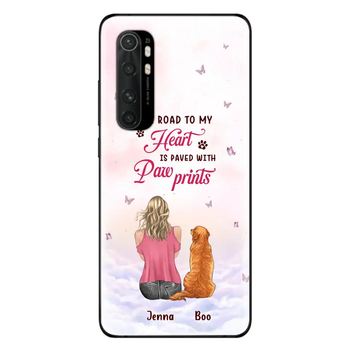 Custom Personalized Dog Mom Phone Case - Upto 5 Dogs - Gift Idea For Dog Lovers - The Road To My Heart Is Paved With Pawprints - Case for Xiaomi/Huawei/Oppo