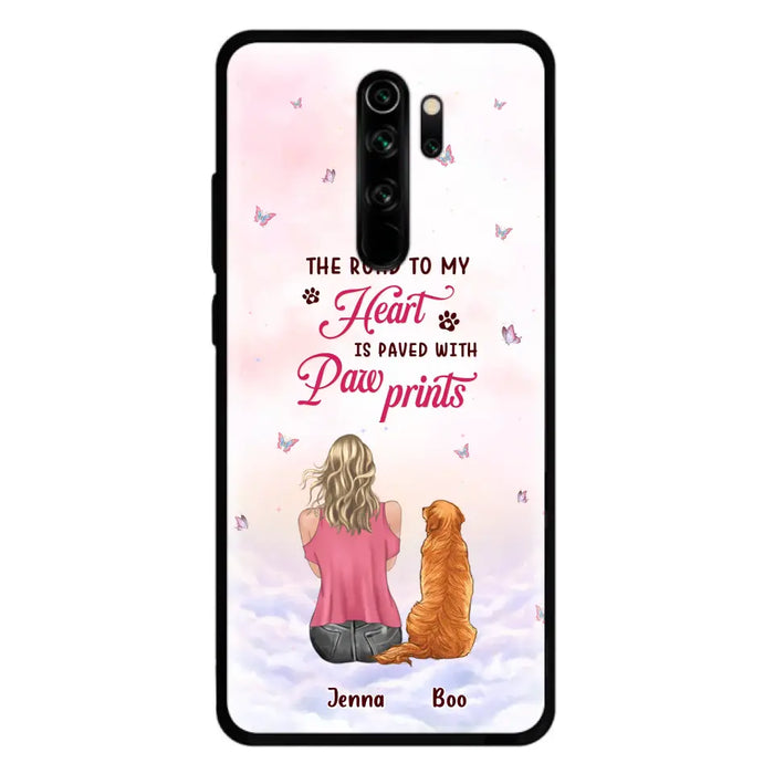 Custom Personalized Dog Mom Phone Case - Upto 5 Dogs - Gift Idea For Dog Lovers - The Road To My Heart Is Paved With Pawprints - Case for Xiaomi/Huawei/Oppo