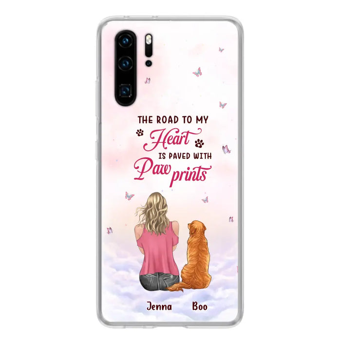 Custom Personalized Dog Mom Phone Case - Upto 5 Dogs - Gift Idea For Dog Lovers - The Road To My Heart Is Paved With Pawprints - Case for Xiaomi/Huawei/Oppo