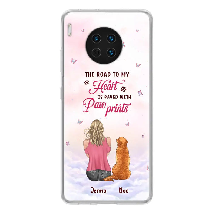 Custom Personalized Dog Mom Phone Case - Upto 5 Dogs - Gift Idea For Dog Lovers - The Road To My Heart Is Paved With Pawprints - Case for Xiaomi/Huawei/Oppo