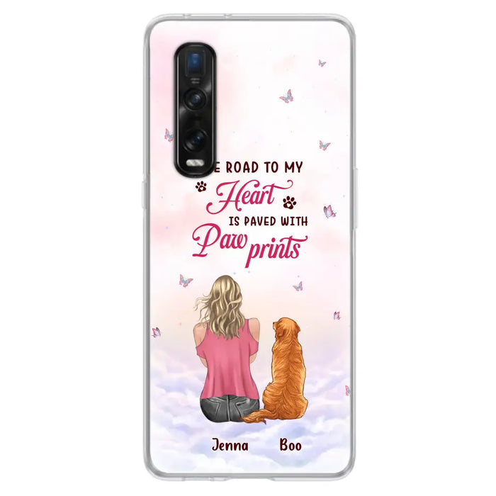 Custom Personalized Dog Mom Phone Case - Upto 5 Dogs - Gift Idea For Dog Lovers - The Road To My Heart Is Paved With Pawprints - Case for Xiaomi/Huawei/Oppo