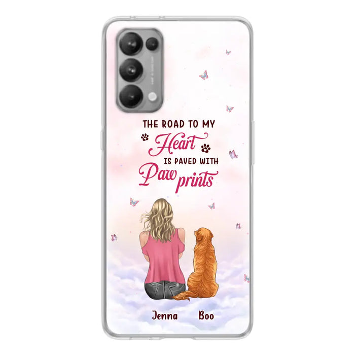 Custom Personalized Dog Mom Phone Case - Upto 5 Dogs - Gift Idea For Dog Lovers - The Road To My Heart Is Paved With Pawprints - Case for Xiaomi/Huawei/Oppo