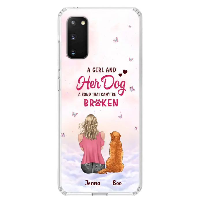 Custom Personalized Dog Mom Phone Case - Upto 5 Dogs - Gift Idea For Dog Lovers - A Girl And Her Dog A Bond That Can't Be Broken - Case for iPhone/Samsung
