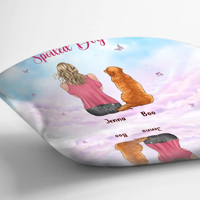 Custom Personalized Dog Mom Pillow Cover/Quilt/Single Layer Fleece Blanket - Upto 5 Dogs - Gift Idea For Dog Lovers - I Am The Proud Owner Of A Spoiled Dog