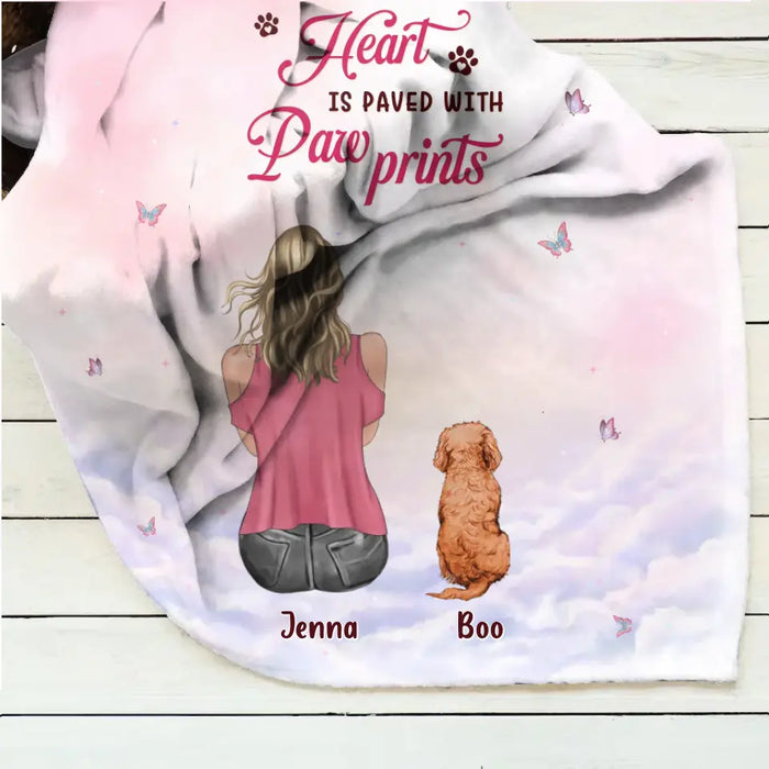 Custom Personalized Dog Mom Pillow Cover/Quilt/Single Layer Fleece Blanket - Upto 5 Dogs - Gift Idea For Dog Lovers - The Road To My Heart Is Paved With Paw Prints