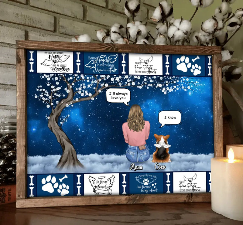 Personalized Memorial Dog Mom/Dad Poster - Woman/Man/Couple With Up to 4 Dogs - Best Gift For Dog Lover - I'll Always Love You