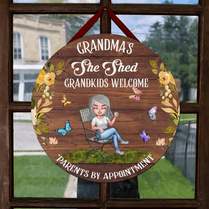 Custom Personalized She Shed Wooden Sign - Gift Idea For Grandma/Garden Lovers - Grandkids Welcome