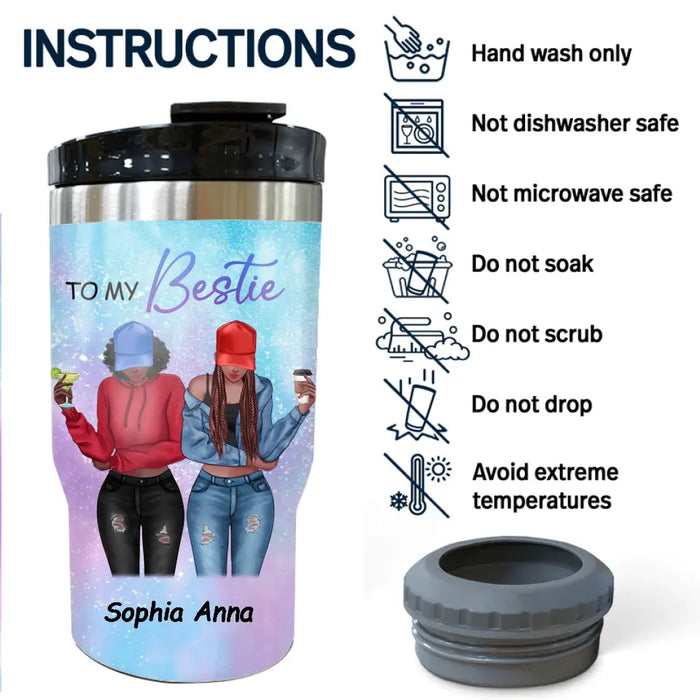 Personalized Besties 3 In 1 Can Cooler - Gift Idea For Best Friends/Besties - I Promise You Won't Have To Face Them Alone