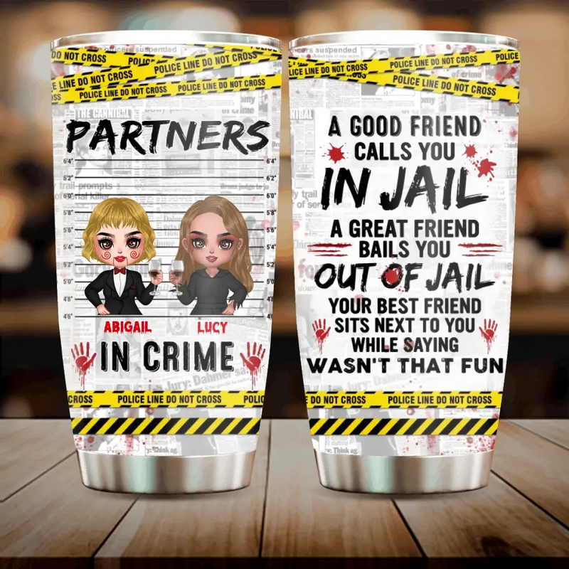 Personalized Halloween Besties Tumbler - Halloween Gift For Friends/Besties - Up to 5 Girls - Partners In Crime