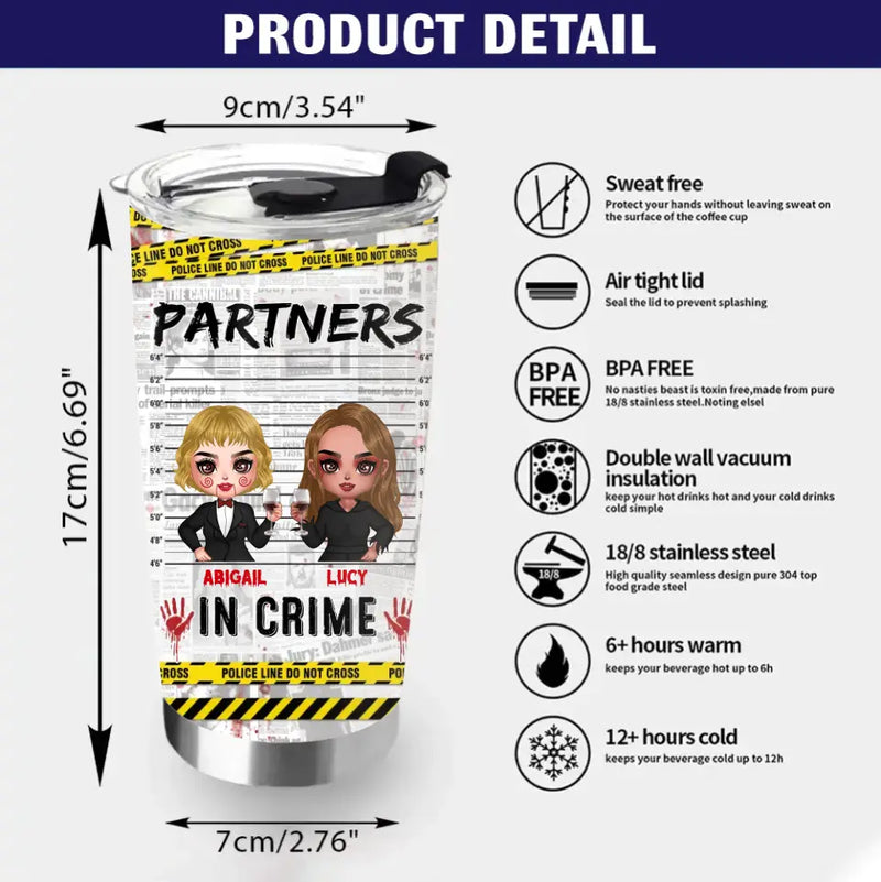 Personalized Halloween Besties Tumbler - Halloween Gift For Friends/Besties - Up to 5 Girls - Partners In Crime