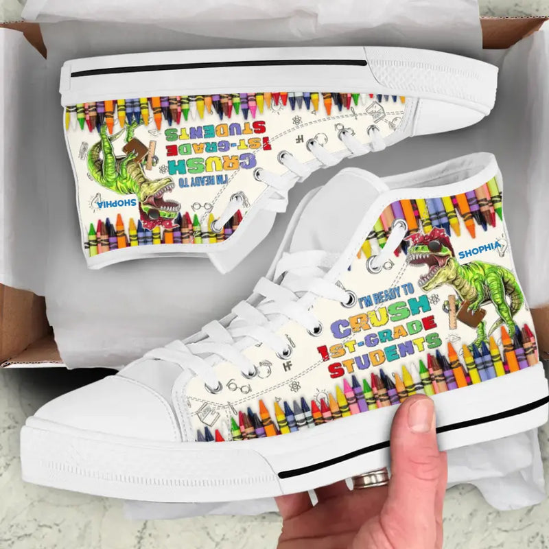Personalized Back To School High Top Canvas Shoes - Gift For Daughter/Son/Grandkids