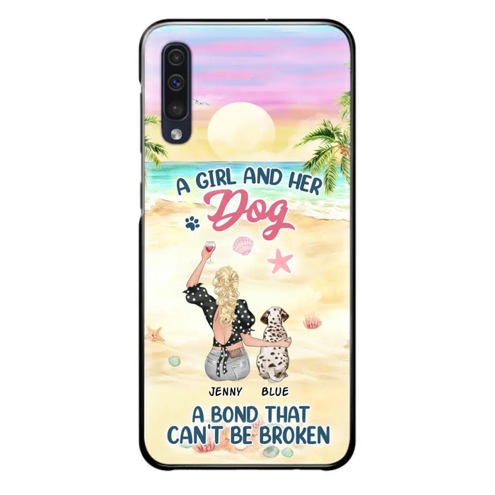 Custom Personalized Dog Mom Phone Case - Upto 6 Dogs - Gift Idea for Dog Lovers - A Girl And Her Dog A Bond That Can't Be Broken - Case for iPhone/Samsung