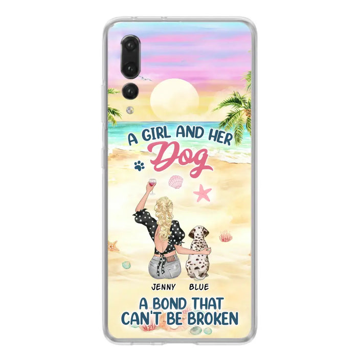 Custom Personalized Dog Mom Phone Case - Upto 6 Dogs - Gift Idea for Dog Lovers - A Girl And Her Dog A Bond That Can't Be Broken - Case for Xiaomi/Huawei/Oppo