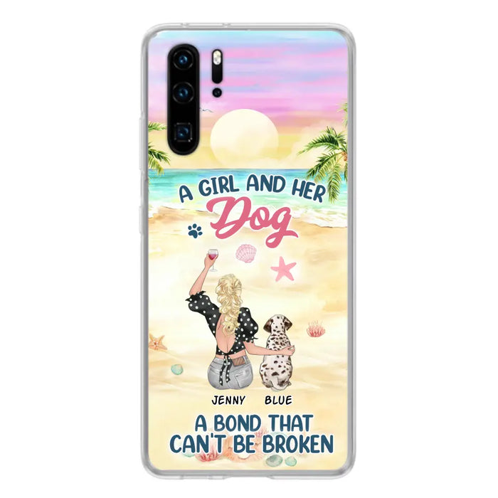 Custom Personalized Dog Mom Phone Case - Upto 6 Dogs - Gift Idea for Dog Lovers - A Girl And Her Dog A Bond That Can't Be Broken - Case for Xiaomi/Huawei/Oppo