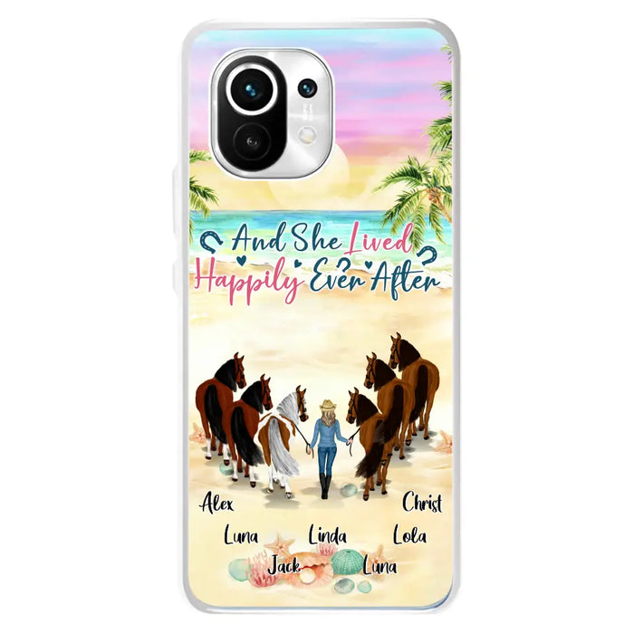 Custom Personalized Horse Girl Phone Case - Upto 6 Horses - Gift Idea for Horse Lovers - And She Lived Happily Ever After - Case for Xiaomi/Huawei/Oppo