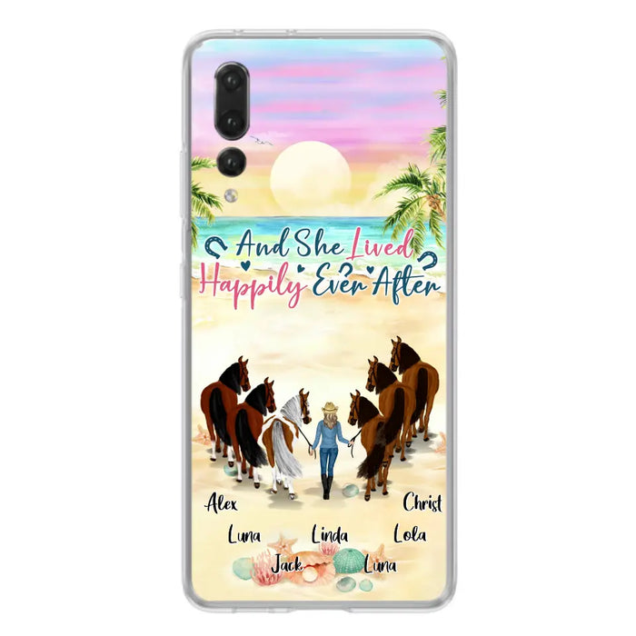 Custom Personalized Horse Girl Phone Case - Upto 6 Horses - Gift Idea for Horse Lovers - And She Lived Happily Ever After - Case for Xiaomi/Huawei/Oppo