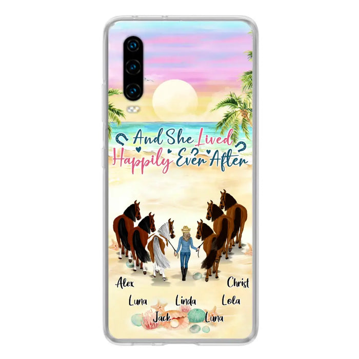 Custom Personalized Horse Girl Phone Case - Upto 6 Horses - Gift Idea for Horse Lovers - And She Lived Happily Ever After - Case for Xiaomi/Huawei/Oppo