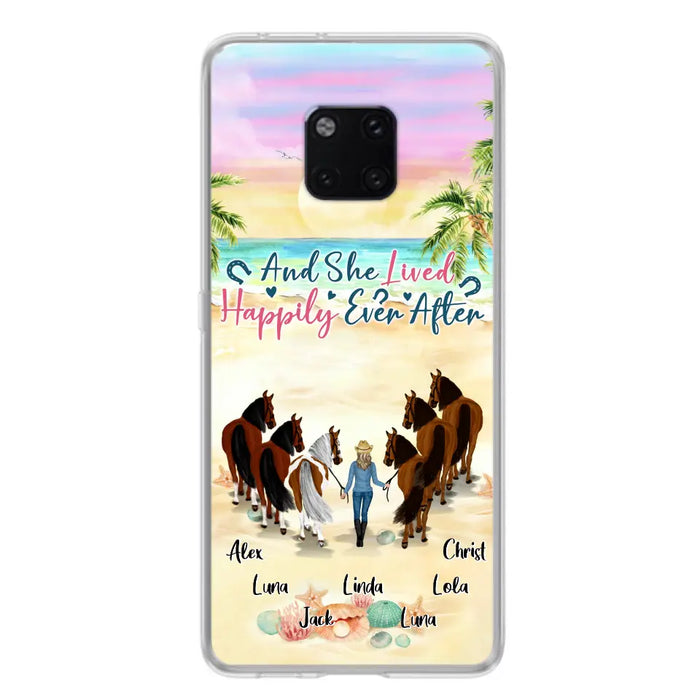 Custom Personalized Horse Girl Phone Case - Upto 6 Horses - Gift Idea for Horse Lovers - And She Lived Happily Ever After - Case for Xiaomi/Huawei/Oppo