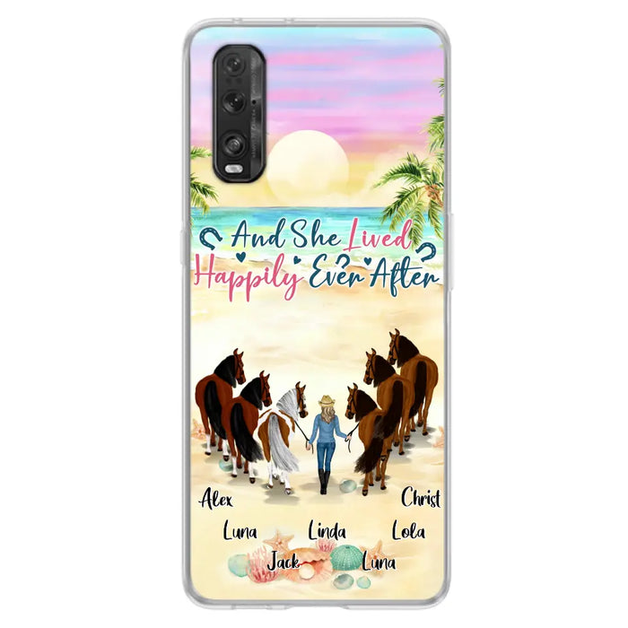 Custom Personalized Horse Girl Phone Case - Upto 6 Horses - Gift Idea for Horse Lovers - And She Lived Happily Ever After - Case for Xiaomi/Huawei/Oppo