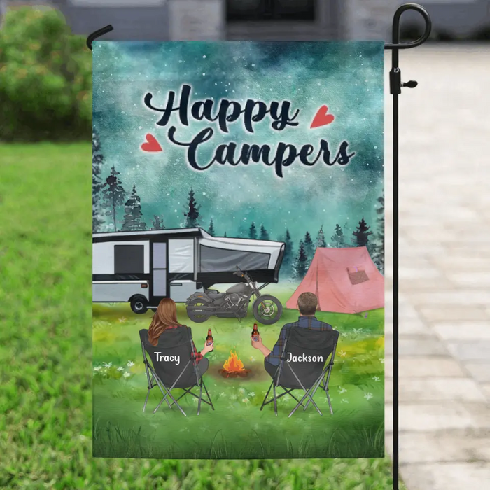 Custom Personalized Camping Flag Sign, Gift Idea For Couple, Camping Lovers - Happy Campers