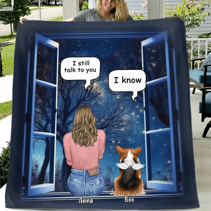 Custom Personalized Memorial Pet Quilt/Single Layer Fleece Blanket - Upto 4 Dogs/Cats/Rabbits - Memorial Gift Idea for Dog/Cat/Rabbit Owners