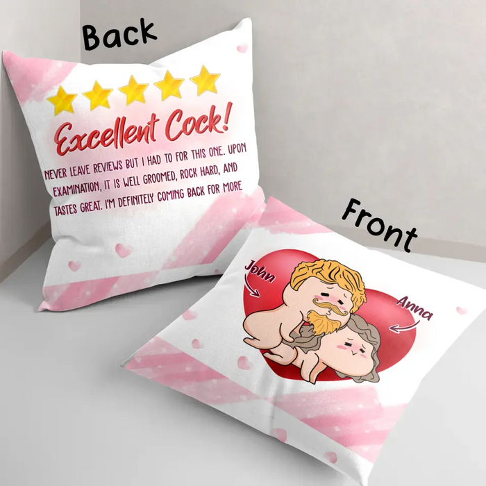Personalized Pillow Cover - Best Gift Idea For Husband/ Wife/ Birthday/ Anniversary - Excellent Cock!