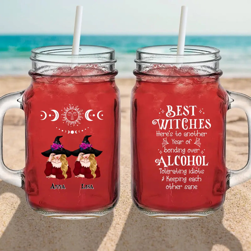 Personalized Besties Witches Mason Jug - Halloween Gift Idea for Besties/Friends - Best Witches