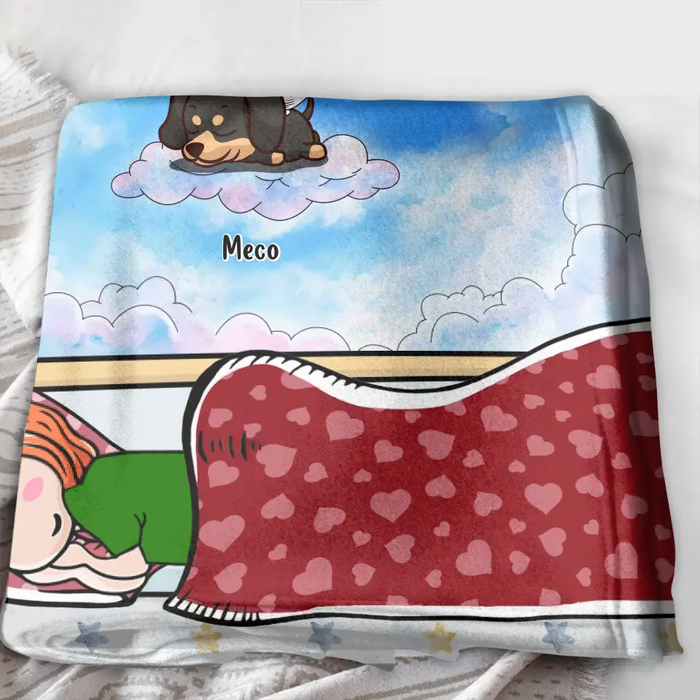 Custom Personalized Pet Single Layer Fleece/Quilt Blanket/Pillow Cover - Adult/Couple With Upto 6 Pets - Memorial Gift Idea for Dog/Cat Owners - I Know Heaven Is A Beautiful Place Because They Have My Dog