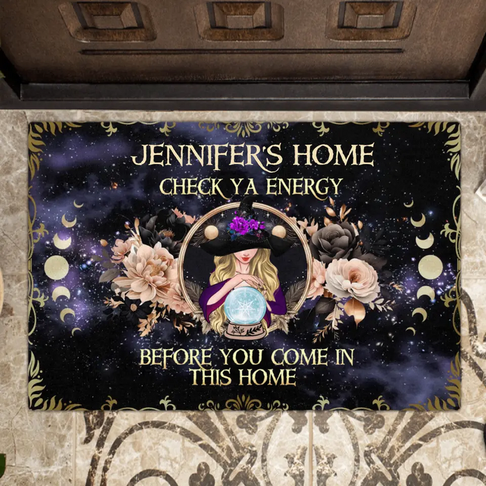 Custom Personalized Witch Doormat - Gift Idea For Halloween/Witch Lovers - Check Ya Energy Before You Come In This Home