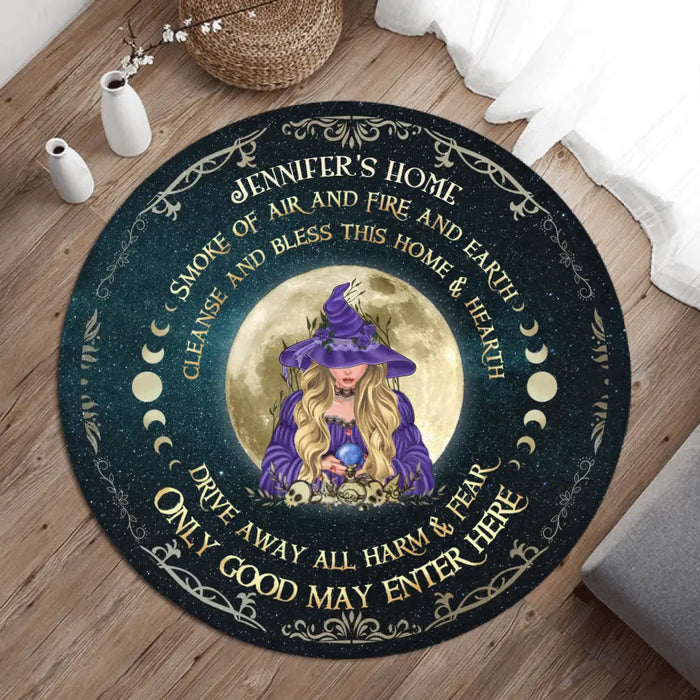 Custom Personalized Witch Round Rug - Halloween Gift Idea For Friend/Wiccan Decor/Pagan Decor - Only Good May Enter Here