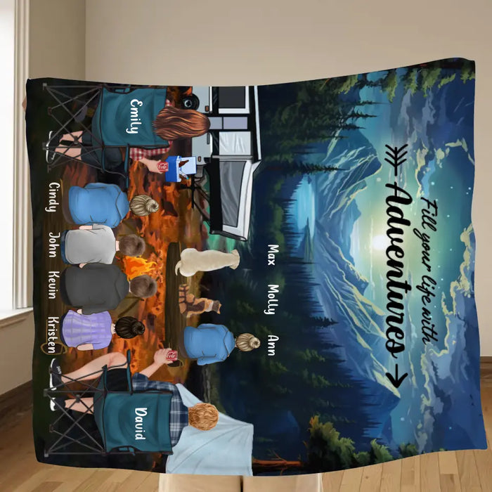 Custom Personalized Rocky Mountain National Park Quilt/Single Layer Fleece Blanket - Gift Idea For Couple, Camping Lovers, Family - Upto 5 Kids, 4 Pets - Fill Your Life With Adventures