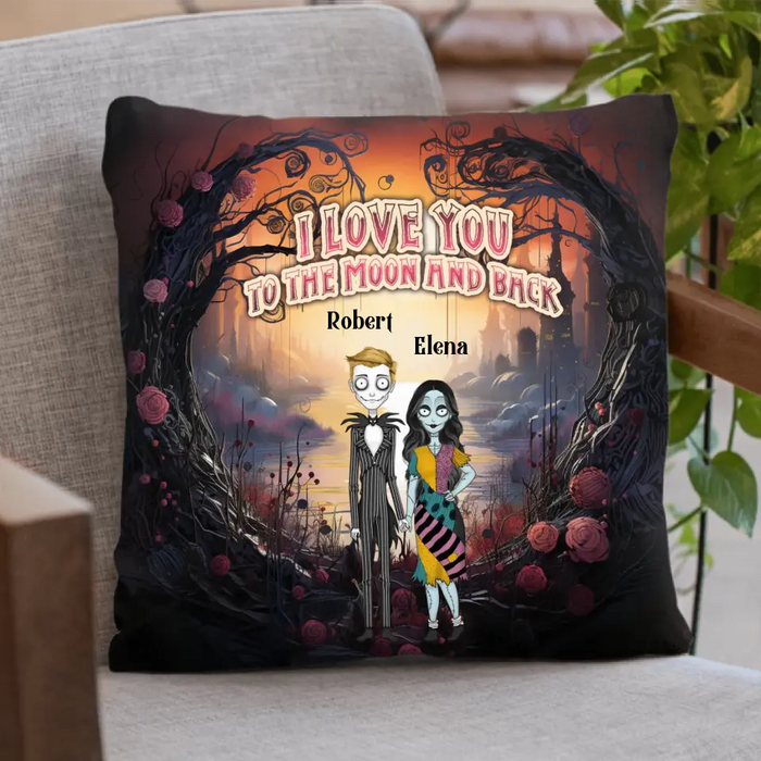 Custom Personalized Horror Pillow Cover - Gift Idea For Couple/Halloween - I Love You To The Moon & Back