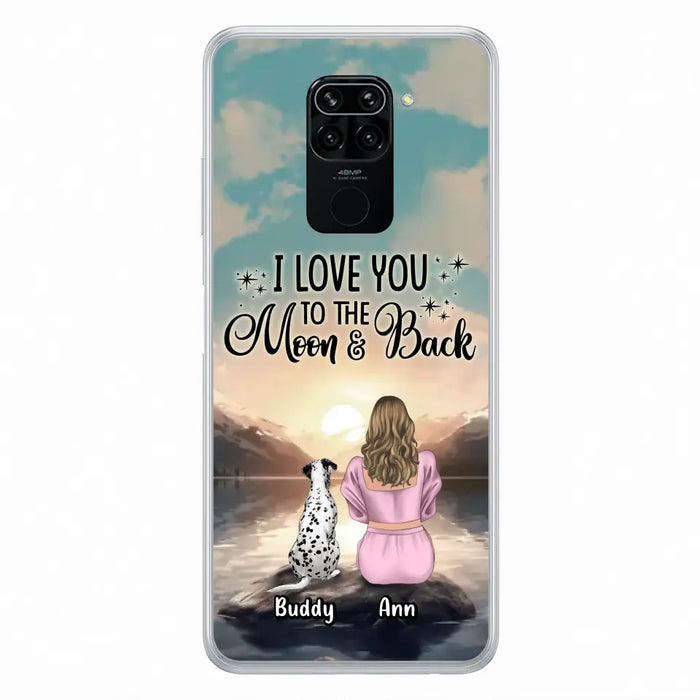 Custom Personalized Dog Mom Phone Case - Upto 6 Dogs - Gift Idea for Dog Lovers - I Love You To The Moon & Back - Case for Xiaomi/Huawei/Oppo