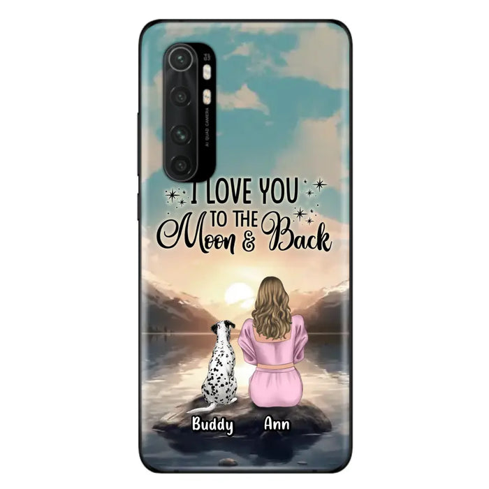 Custom Personalized Dog Mom Phone Case - Upto 6 Dogs - Gift Idea for Dog Lovers - I Love You To The Moon & Back - Case for Xiaomi/Huawei/Oppo