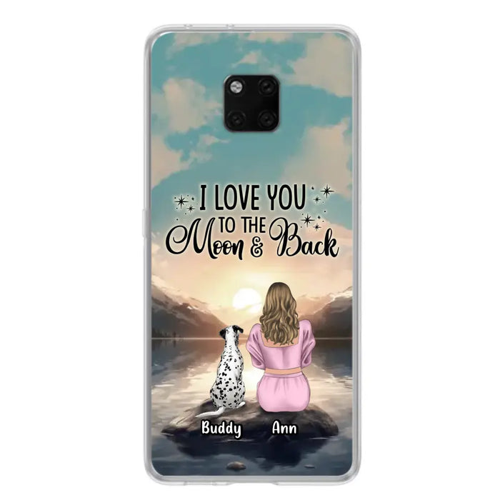 Custom Personalized Dog Mom Phone Case - Upto 6 Dogs - Gift Idea for Dog Lovers - I Love You To The Moon & Back - Case for Xiaomi/Huawei/Oppo