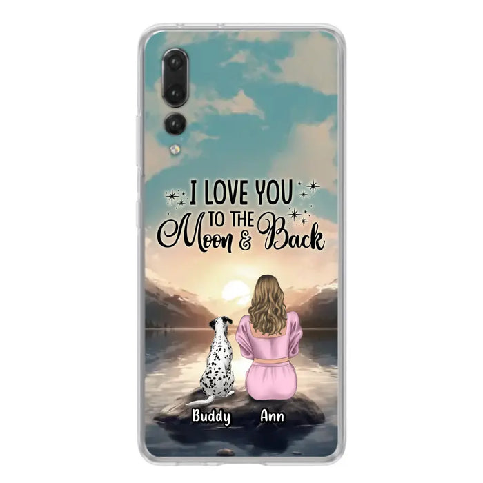 Custom Personalized Dog Mom Phone Case - Upto 6 Dogs - Gift Idea for Dog Lovers - I Love You To The Moon & Back - Case for Xiaomi/Huawei/Oppo