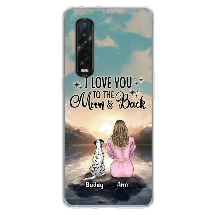 Custom Personalized Dog Mom Phone Case - Upto 6 Dogs - Gift Idea for Dog Lovers - I Love You To The Moon & Back - Case for Xiaomi/Huawei/Oppo