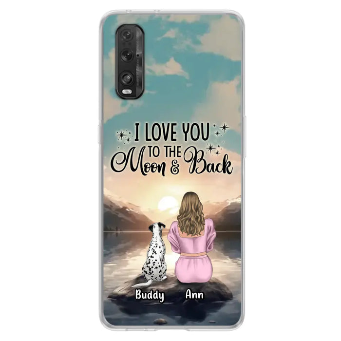 Custom Personalized Dog Mom Phone Case - Upto 6 Dogs - Gift Idea for Dog Lovers - I Love You To The Moon & Back - Case for Xiaomi/Huawei/Oppo