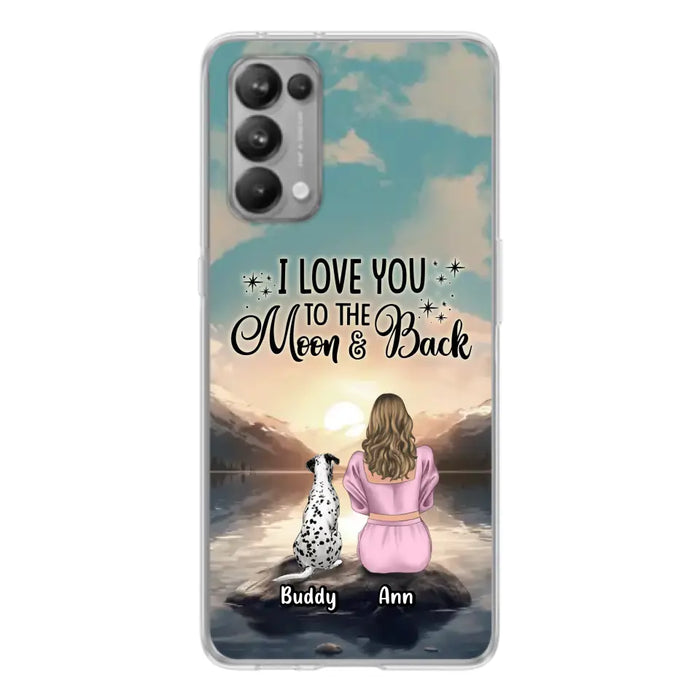 Custom Personalized Dog Mom Phone Case - Upto 6 Dogs - Gift Idea for Dog Lovers - I Love You To The Moon & Back - Case for Xiaomi/Huawei/Oppo