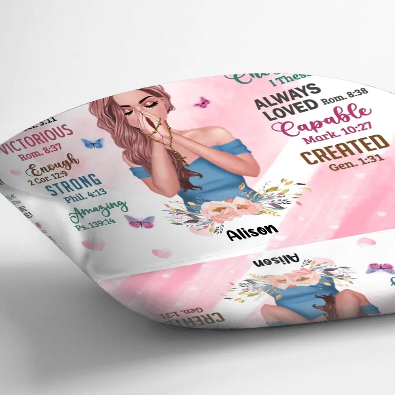 Personalized Praying Girl Pillow Cover - Gift Idea for Girls/Friends - You Are Beautiful