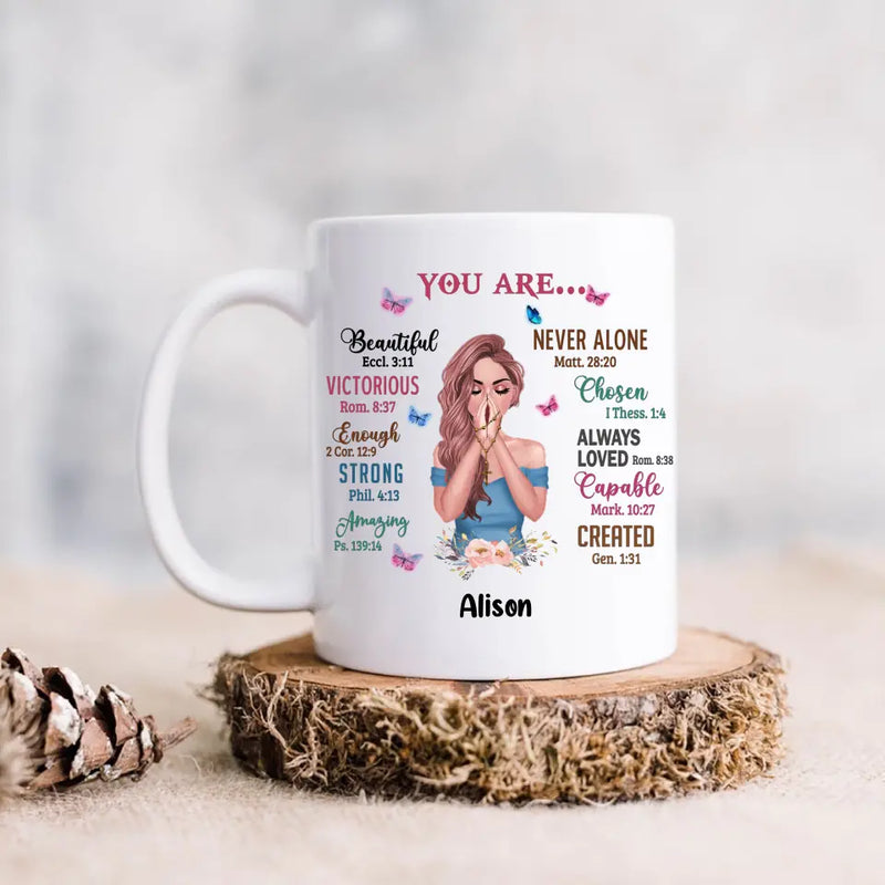 Personalized Praying Girl Coffee Mug - Gift Idea for Girls/Friends - You Are Beautiful